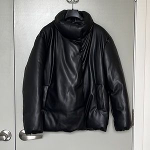 Mango Black padded vegan leather jacket